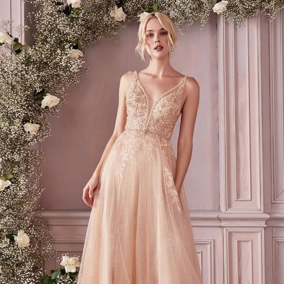 NEW SLEEVELESS A-LINE TULLE DRESS EMBROIDERED WITH LACE & RHINESTONES CD0196 - Picture 1 of 9